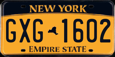 NY license plate GXG1602