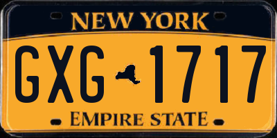 NY license plate GXG1717