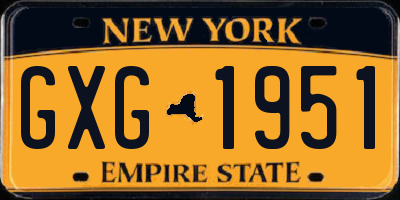 NY license plate GXG1951
