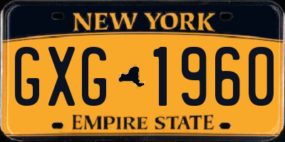 NY license plate GXG1960