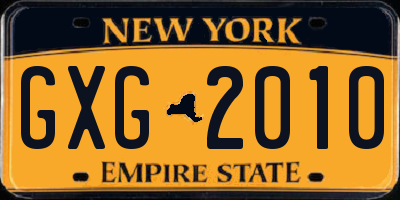 NY license plate GXG2010
