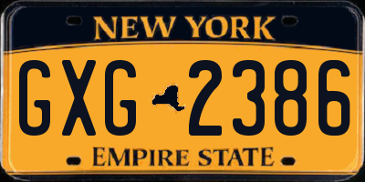 NY license plate GXG2386