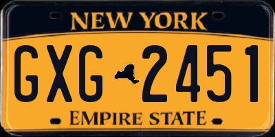 NY license plate GXG2451