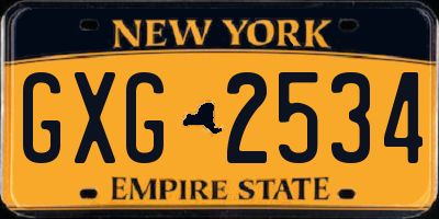 NY license plate GXG2534