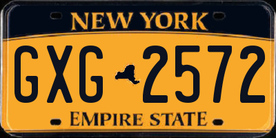 NY license plate GXG2572