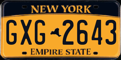 NY license plate GXG2643