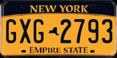 NY license plate GXG2793