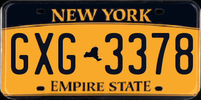 NY license plate GXG3378