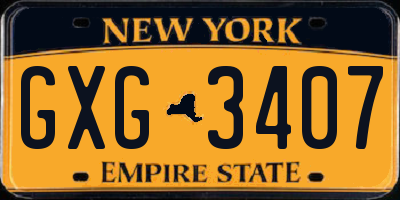 NY license plate GXG3407