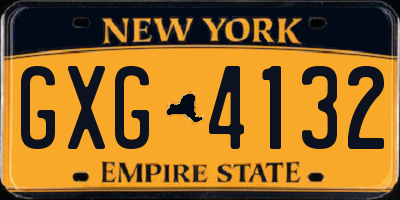 NY license plate GXG4132