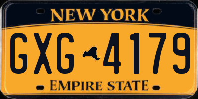 NY license plate GXG4179