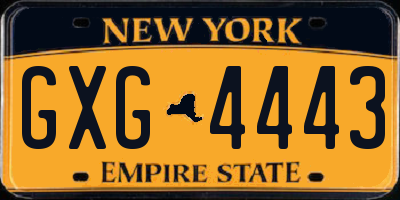 NY license plate GXG4443