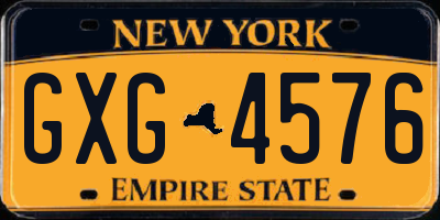 NY license plate GXG4576