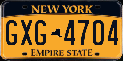 NY license plate GXG4704