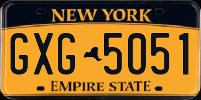 NY license plate GXG5051