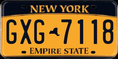 NY license plate GXG7118