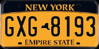NY license plate GXG8193