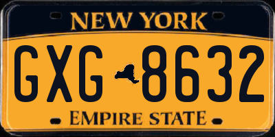 NY license plate GXG8632