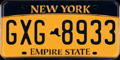 NY license plate GXG8933