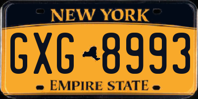 NY license plate GXG8993
