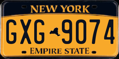 NY license plate GXG9074