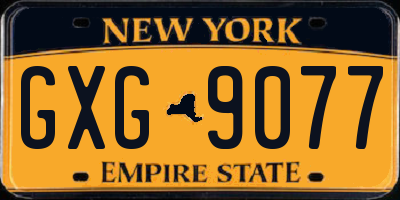 NY license plate GXG9077