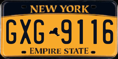 NY license plate GXG9116