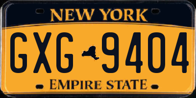 NY license plate GXG9404