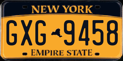 NY license plate GXG9458