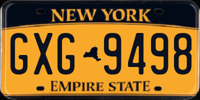 NY license plate GXG9498