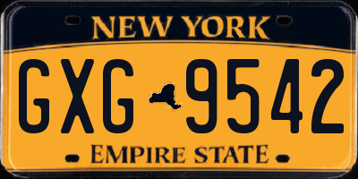 NY license plate GXG9542