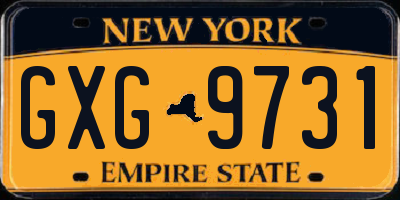 NY license plate GXG9731