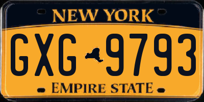 NY license plate GXG9793