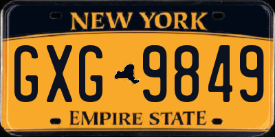 NY license plate GXG9849