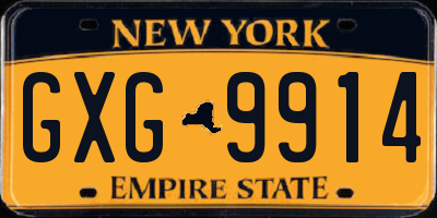 NY license plate GXG9914