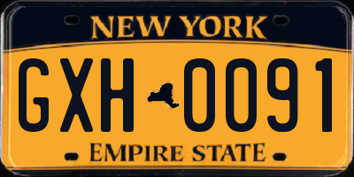 NY license plate GXH0091