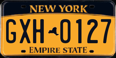 NY license plate GXH0127