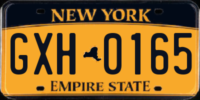 NY license plate GXH0165