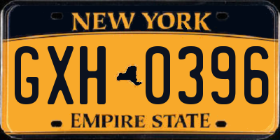 NY license plate GXH0396