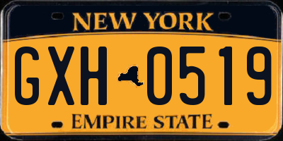 NY license plate GXH0519