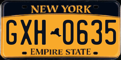 NY license plate GXH0635