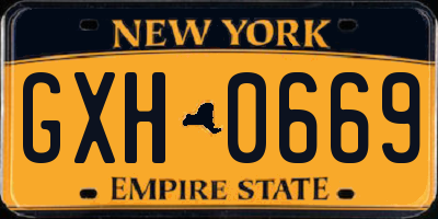 NY license plate GXH0669