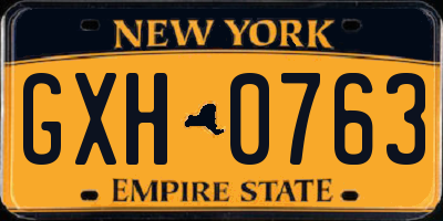 NY license plate GXH0763