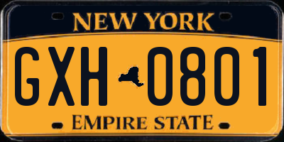 NY license plate GXH0801