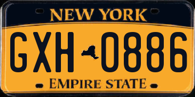 NY license plate GXH0886
