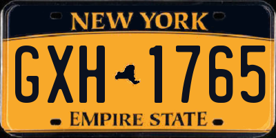 NY license plate GXH1765