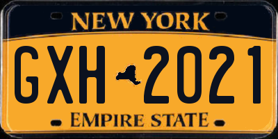 NY license plate GXH2021