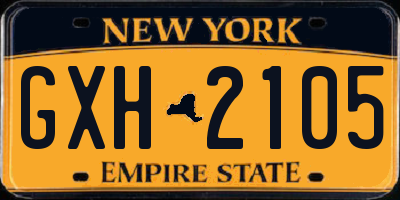 NY license plate GXH2105