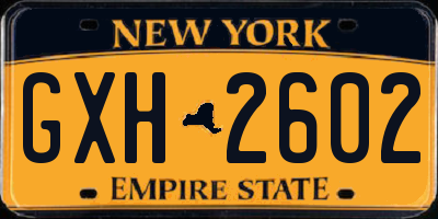 NY license plate GXH2602