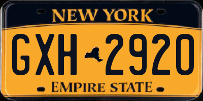 NY license plate GXH2920
